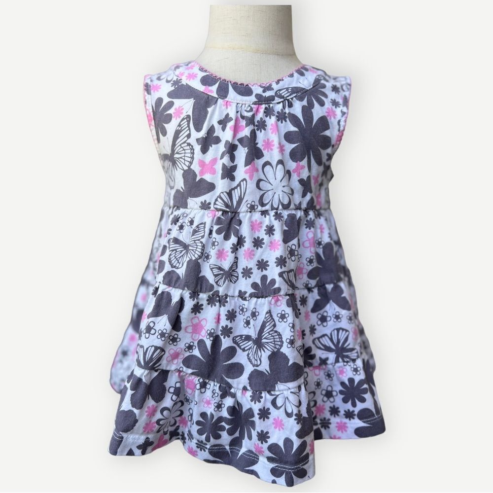 Polly Flinders VINTAGE Girls Butterfly Print Sleeveless Tiered Sun Dress. 4. 4T.